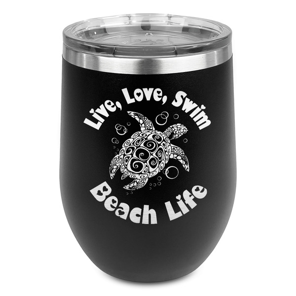 Custom Sea Turtles Stemless Wine Tumbler - 5 Color Choices - Stainless Steel  (Personalized)