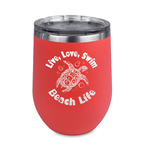 Sea Turtles Stemless Stainless Steel Wine Tumbler - Coral - Single Sided
