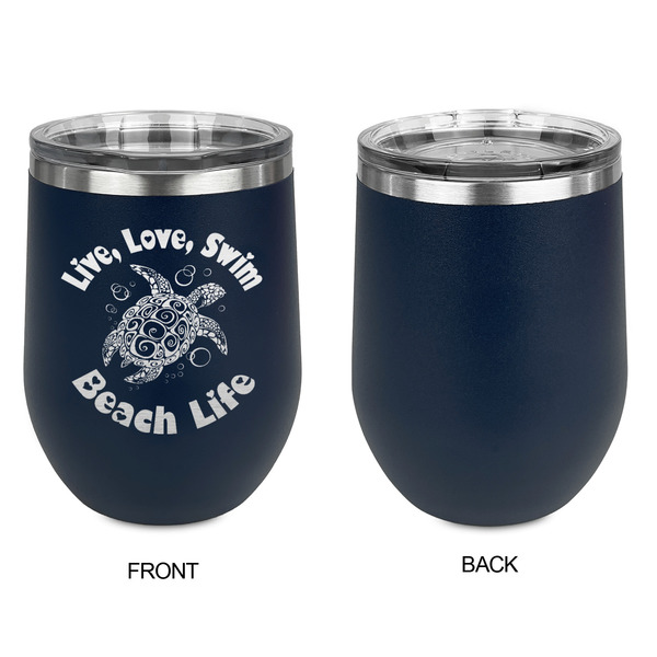 Sea Turtles Stainless Wine Tumblers - Navy - Single Sided - Approval