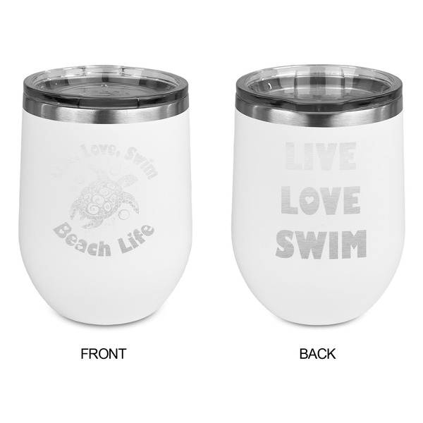 Sea Turtles Stainless Wine Tumblers - White - Double Sided - Approval
