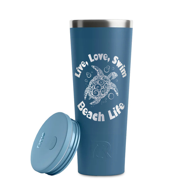 Sea Turtles Steel Blue RTIC Everyday Tumbler - 28 oz. - Lid Off