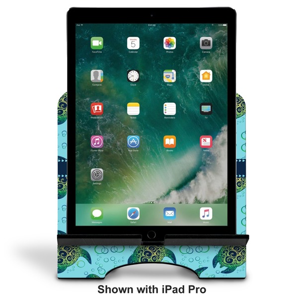 Sea Turtles Stylized Tablet Stand - Front with ipad