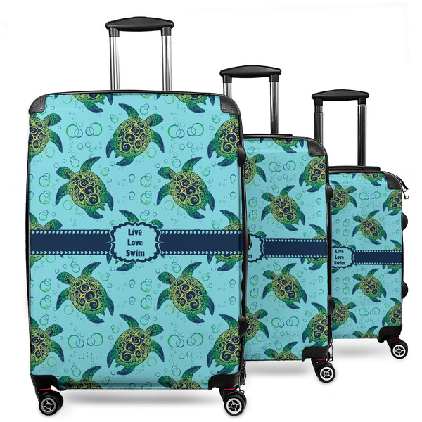Custom Sea Turtles 3 Piece Luggage Set - 20" Carry On, 24" Medium Checked, 28" Large Checked