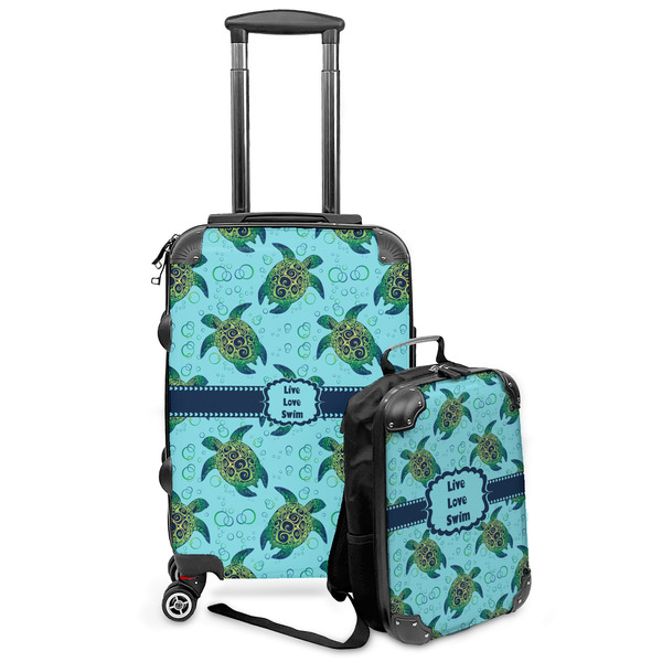 Custom Sea Turtles Kids 2-Piece Luggage Set - Suitcase & Backpack