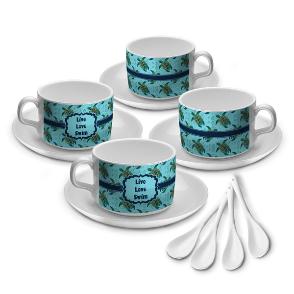Custom Sea Turtles Tea Cup - Set of 4 (Personalized)