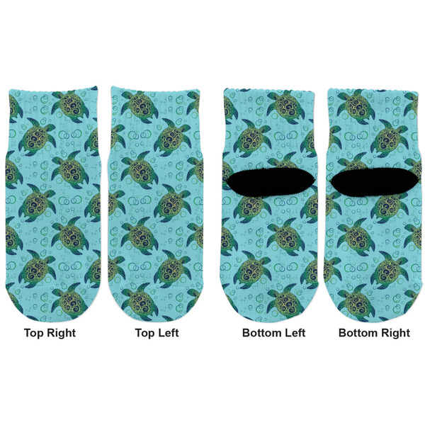 Sea Turtles Toddler Ankle Socks - Double Pair - Front and Back - Apvl