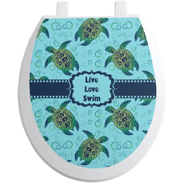 Custom Sea Turtles Toilet Seat Decal - Round (Personalized)