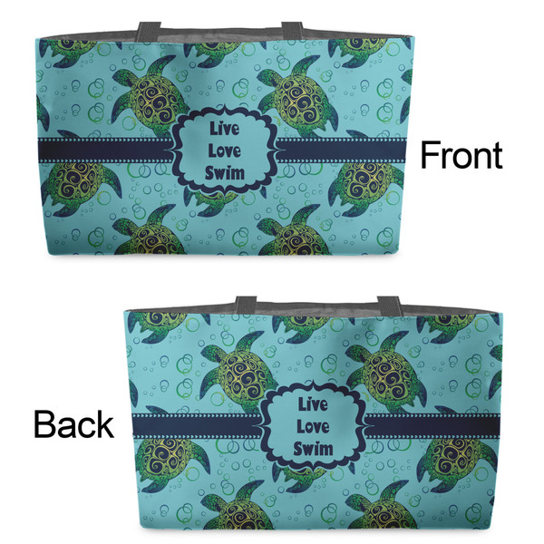 Sea Turtles Tote w/Black Handles - Front & Back Views