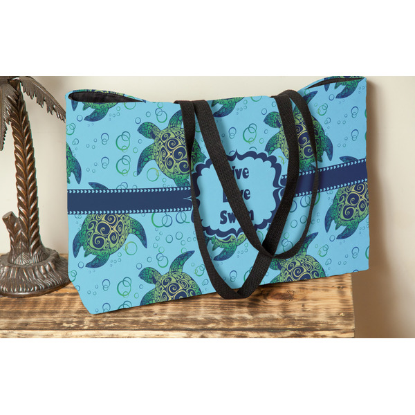 Sea Turtles Tote w/Black Handles - Lifestyle View