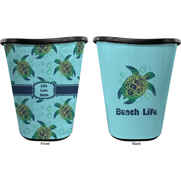 Sea Turtles Trash Can Black - Front and Back - Apvl