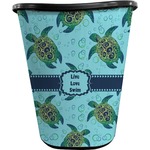 Sea Turtles Waste Basket - Double Sided (Black) (Personalized)