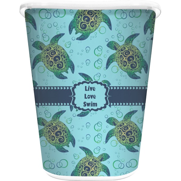 Custom Sea Turtles Waste Basket - Single Sided (White) (Personalized)