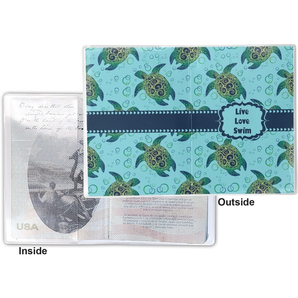 Sea Turtles Vinyl Passport Holder - Flat Front and Back