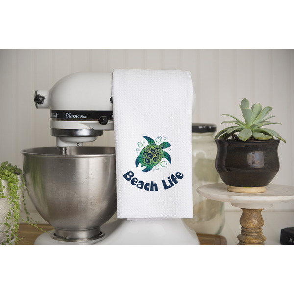 Sea Turtles Waffle Weave Towel - Lifestyle - Partial Print