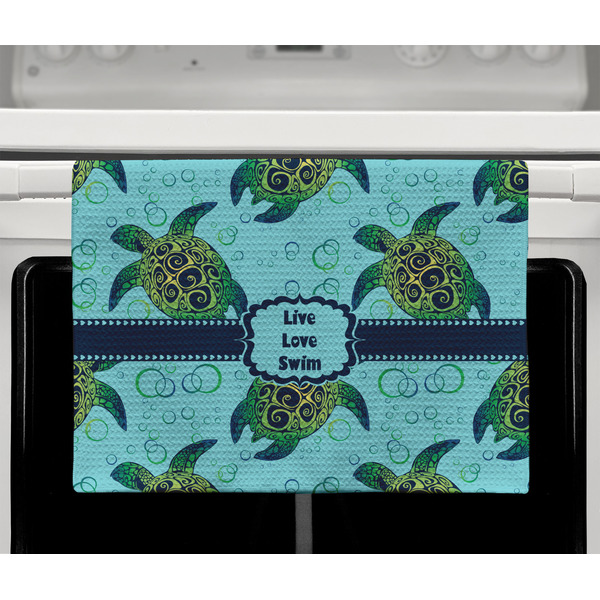 Sea Turtles Waffle Weave Towel - Full Color Print - Lifestyle2 Image