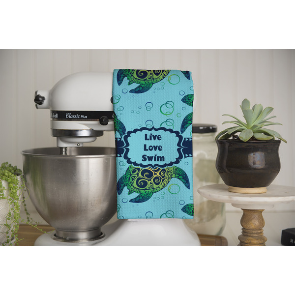 Sea Turtles Waffle Weave Towel - Full Color Print - Lifestyle Image