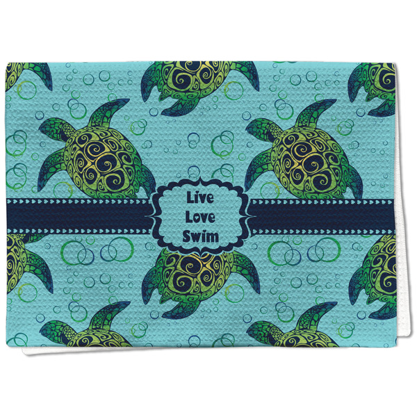Custom Sea Turtles Kitchen Towel - Waffle Weave - Full Color Print