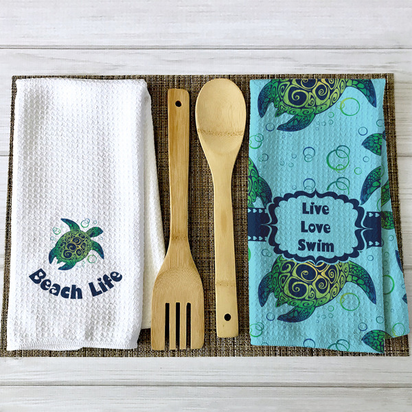 Sea Turtles Waffle Weave Towels - 2 Print Styles