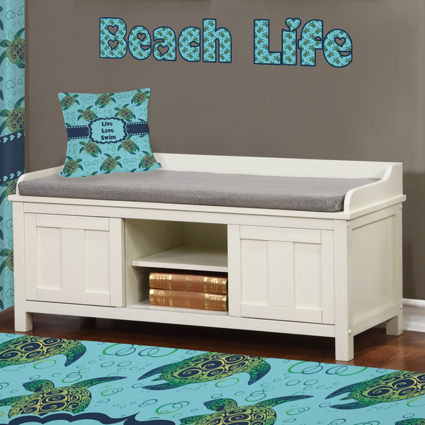 Sea Turtles Wall Name Decal Above Storage bench