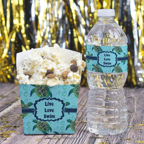 Sea Turtles Water Bottle Label - w/ Favor Box