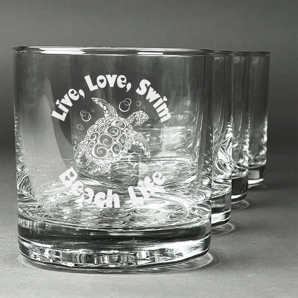 Custom Sea Turtles Whiskey Glasses (Set of 4) (Personalized)