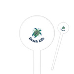 Sea Turtles 4" Round Plastic Food Picks - White - Double Sided