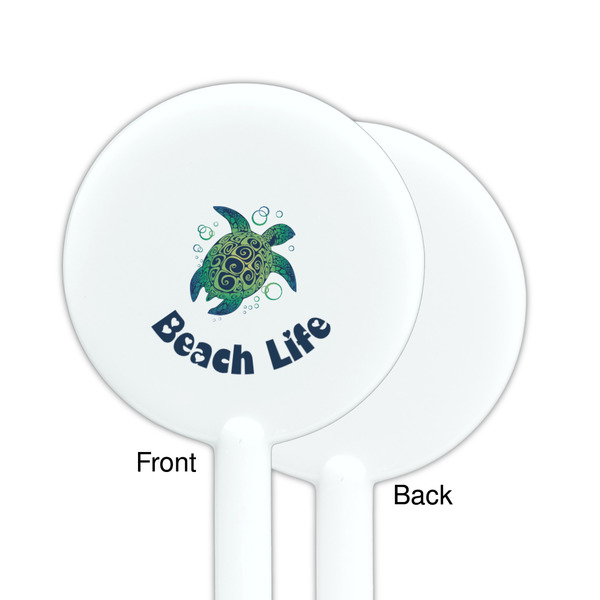 Sea Turtles White Plastic 5.5" Stir Stick - Single Sided - Round - Front & Back