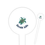Sea Turtles 6" Round Plastic Food Picks - White - Single Sided
