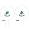 Sea Turtles White Plastic 6" Food Pick - Round - Double Sided - Front & Back