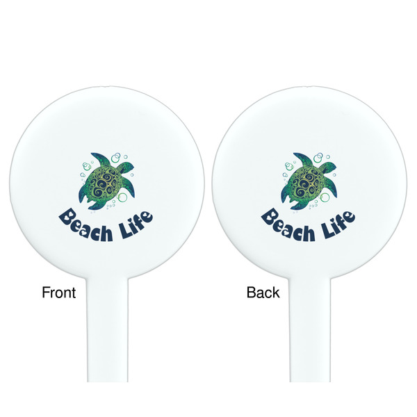 Sea Turtles White Plastic 7" Stir Stick - Double Sided - Round - Front & Back