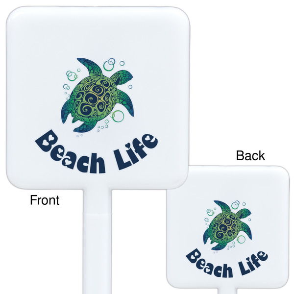 Sea Turtles White Plastic Stir Stick - Double Sided - Approval