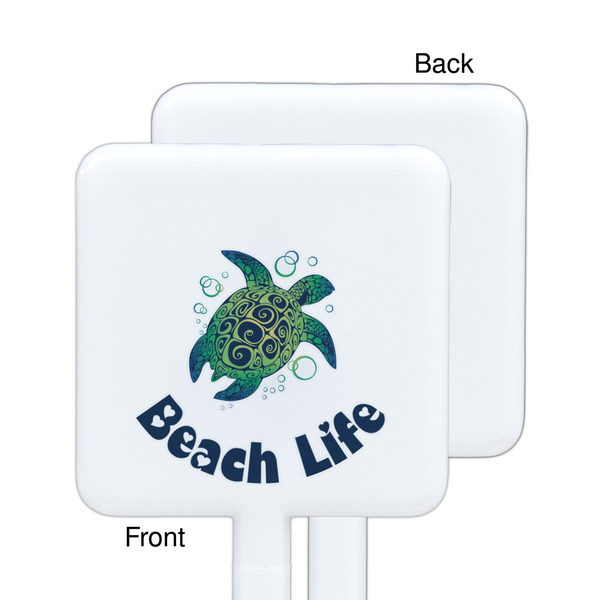 Sea Turtles White Plastic Stir Stick - Single Sided - Square - Approval
