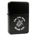 Sea Turtles Windproof Lighter - Black - Double Sided & Lid Engraved
