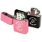Sea Turtles Windproof Lighters - Black & Pink - Open
