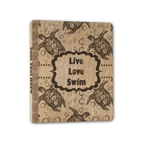Custom Sea Turtles Wood 3-Ring Binder - 1" Half-Letter Size