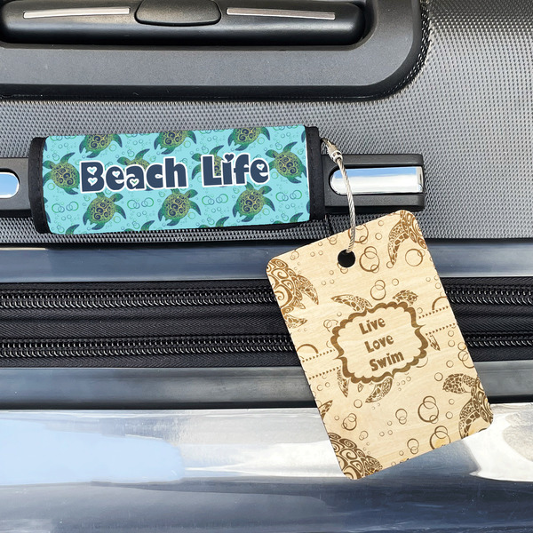 Sea Turtles Wood Luggage Tags - Rectangle - Lifestyle