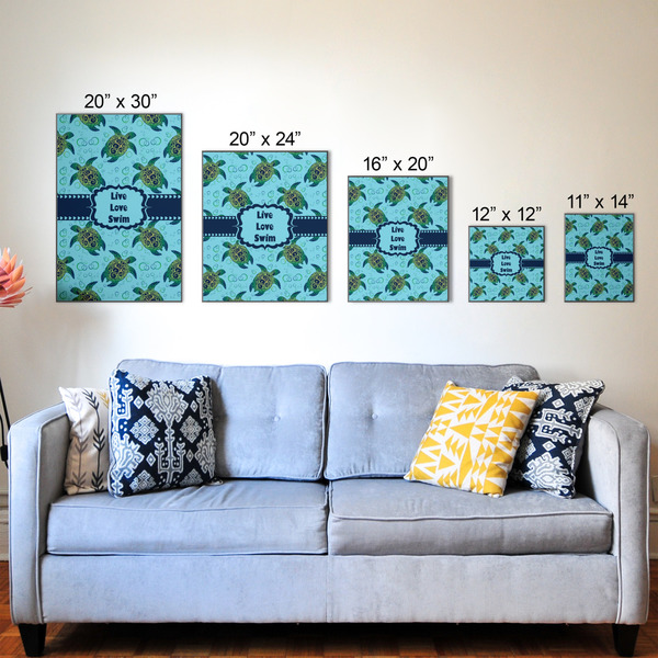 Sea Turtles Wood Prints - Size Comparison