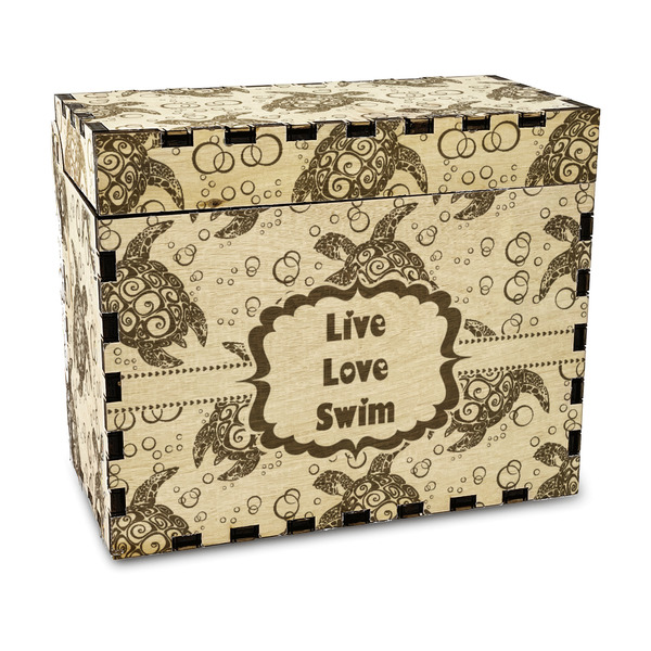 Custom Sea Turtles Wood Recipe Box - Laser Engraved