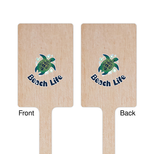 Sea Turtles Wooden 6.25" Stir Stick - Rectangular - Double Sided - Front & Back