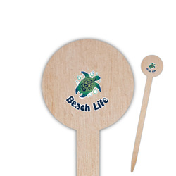 Sea Turtles 6" Round Wooden Food Picks - Double Sided