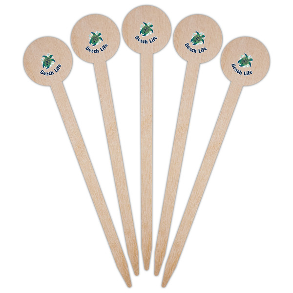 Sea Turtles Wooden 6" Food Pick - Round - Fan View