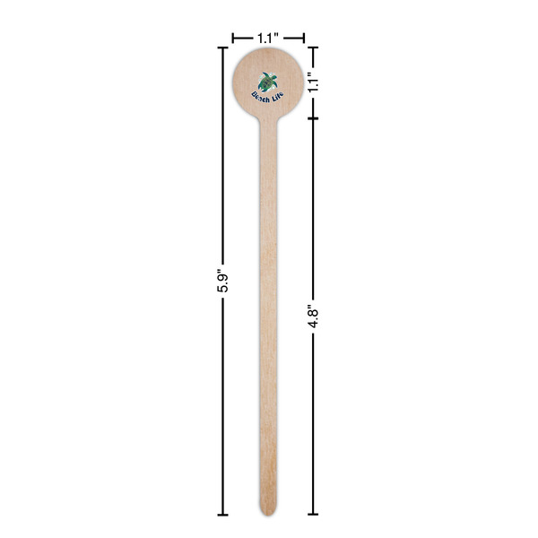Sea Turtles Wooden 6" Stir Stick - Round - Dimensions