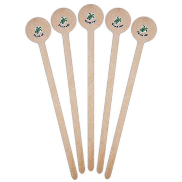 Sea Turtles Wooden 6" Stir Stick - Round - Fan View