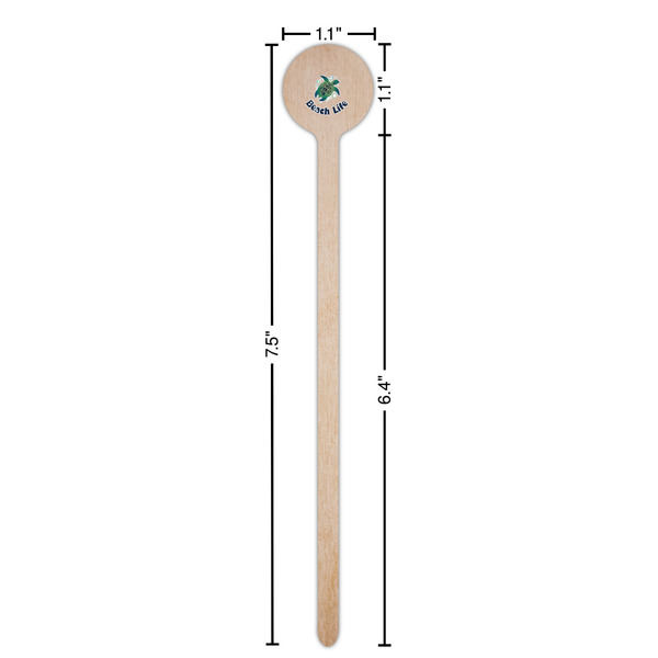 Sea Turtles Wooden 7.5" Stir Stick - Round - Dimensions