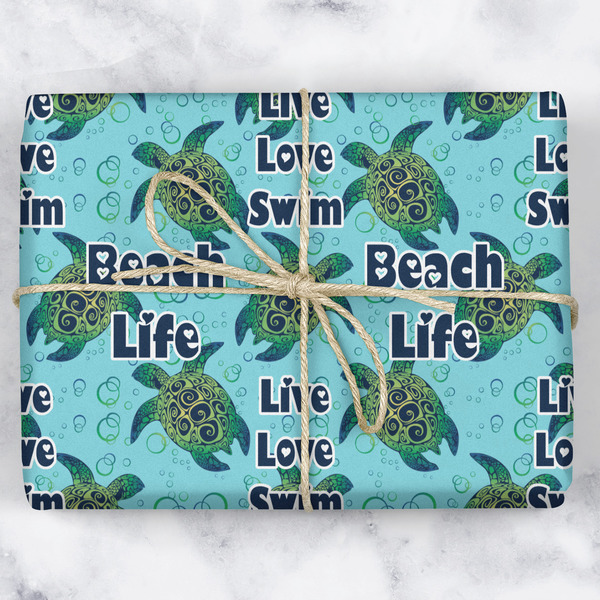 Sea Turtles Wrapping Paper Roll - Matte - Wrapped Box