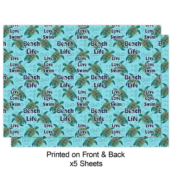 Sea Turtles Wrapping Paper Sheet - Double Sided - Front