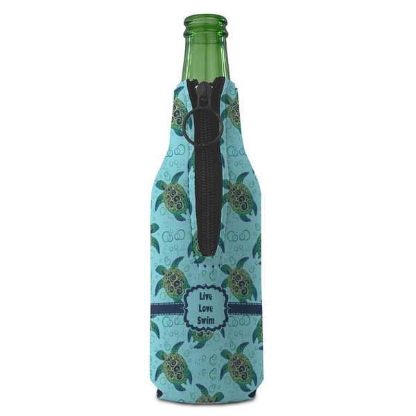 Sea Turtles Zipper Bottle Cooler - BACK (bottle)