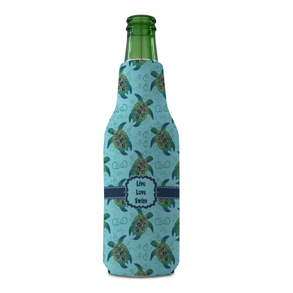 Sea Turtles Zipper Bottle Cooler - FRONT (bottle)
