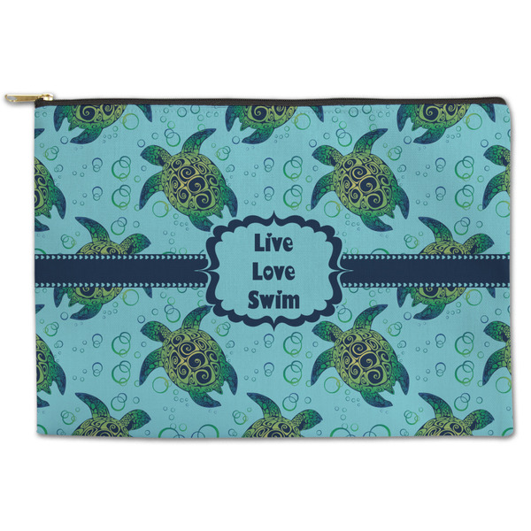 Custom Sea Turtles Zipper Pouch - Large - 12.5"x8.5" (Personalized)