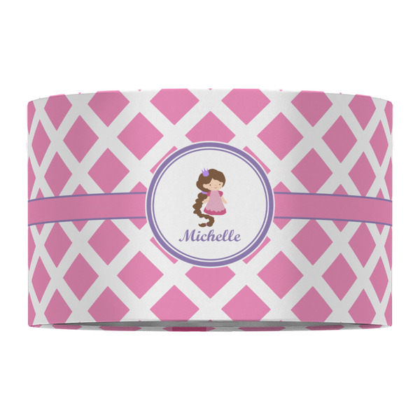 Diamond Print w/Princess 12" Drum Lampshade - FRONT (Fabric)